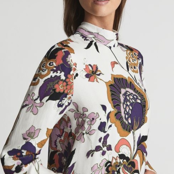 Reiss Annie Retro Print Blouse - Picture 1 of 9